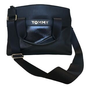 Tommy Hilfiger Cassie Large Satchel Bag, Black With Crossbody Strap